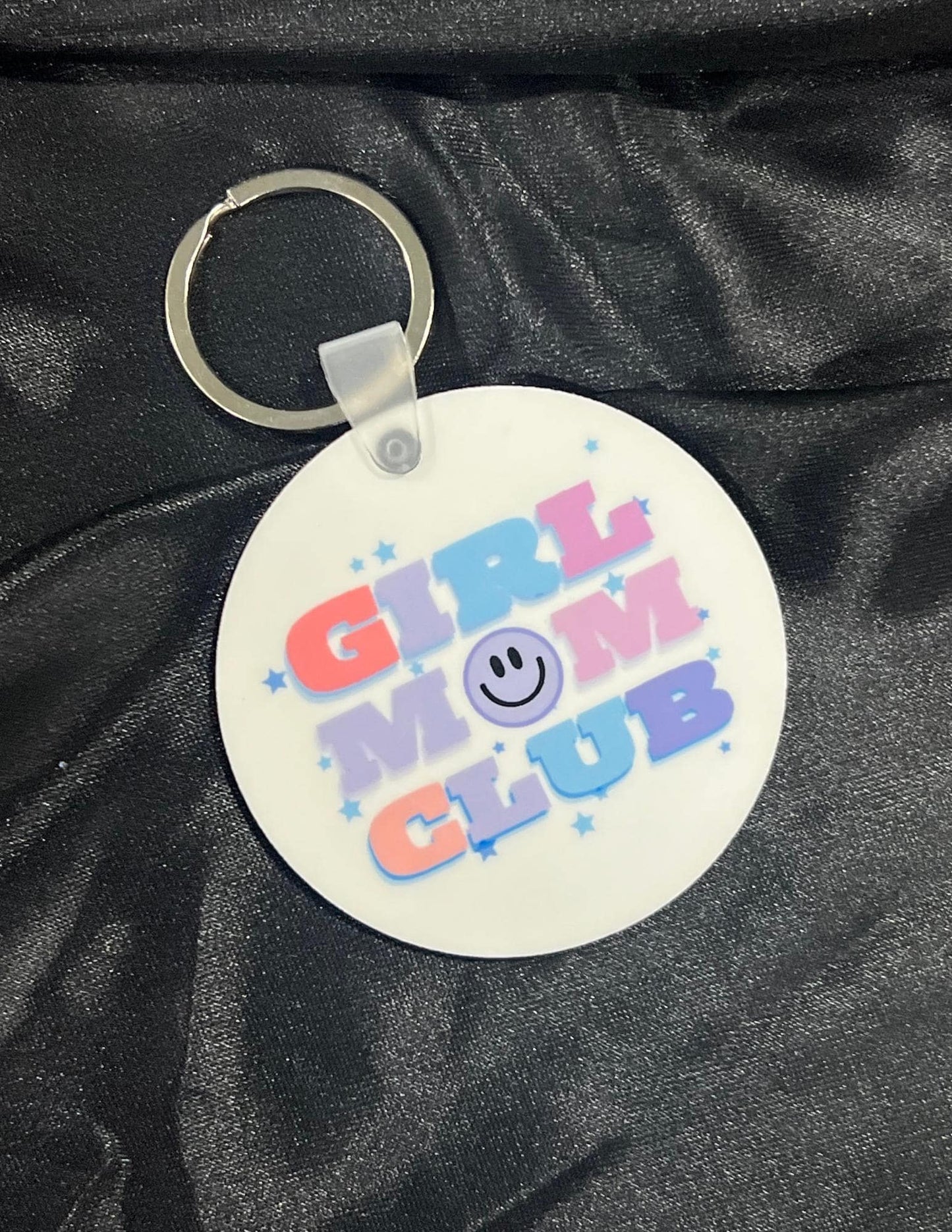 Girl Mom Club Round Keychain