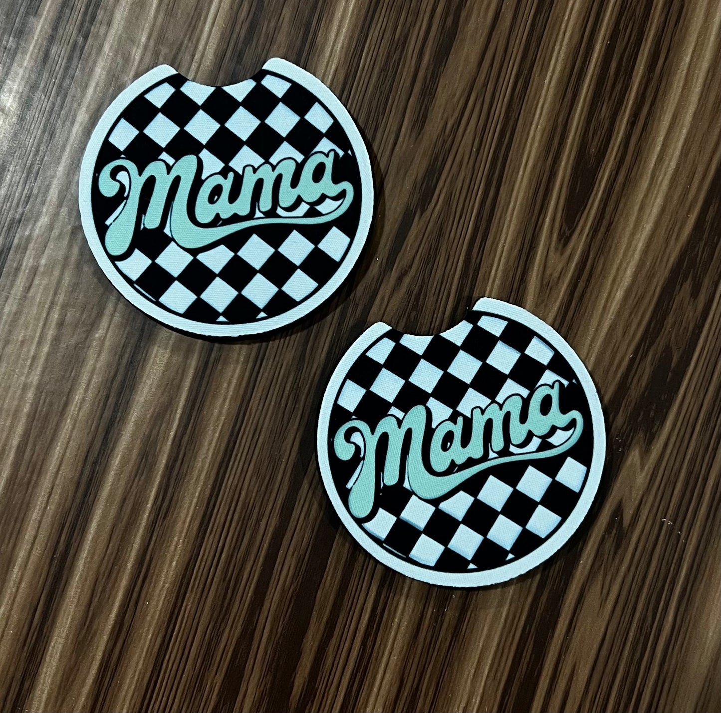 Checkered Mama Car Coasters