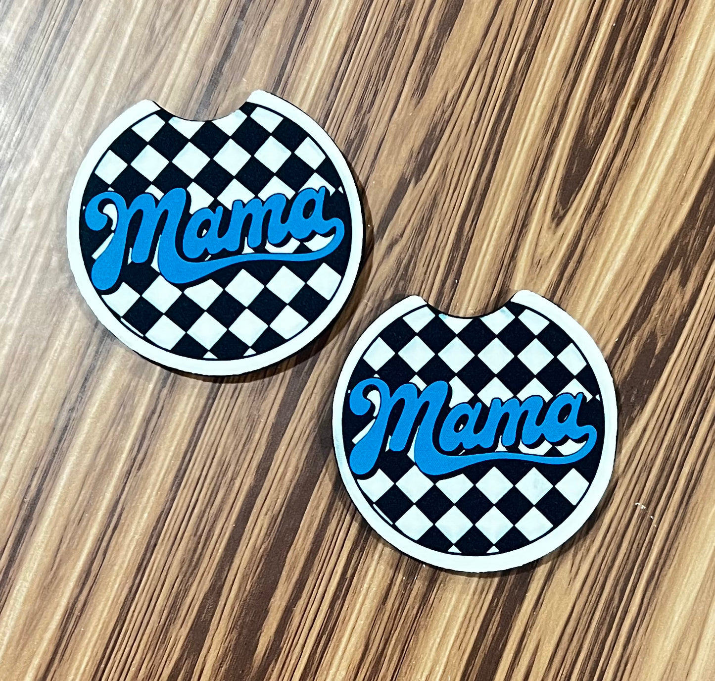 Checkered Mama Car Coasters