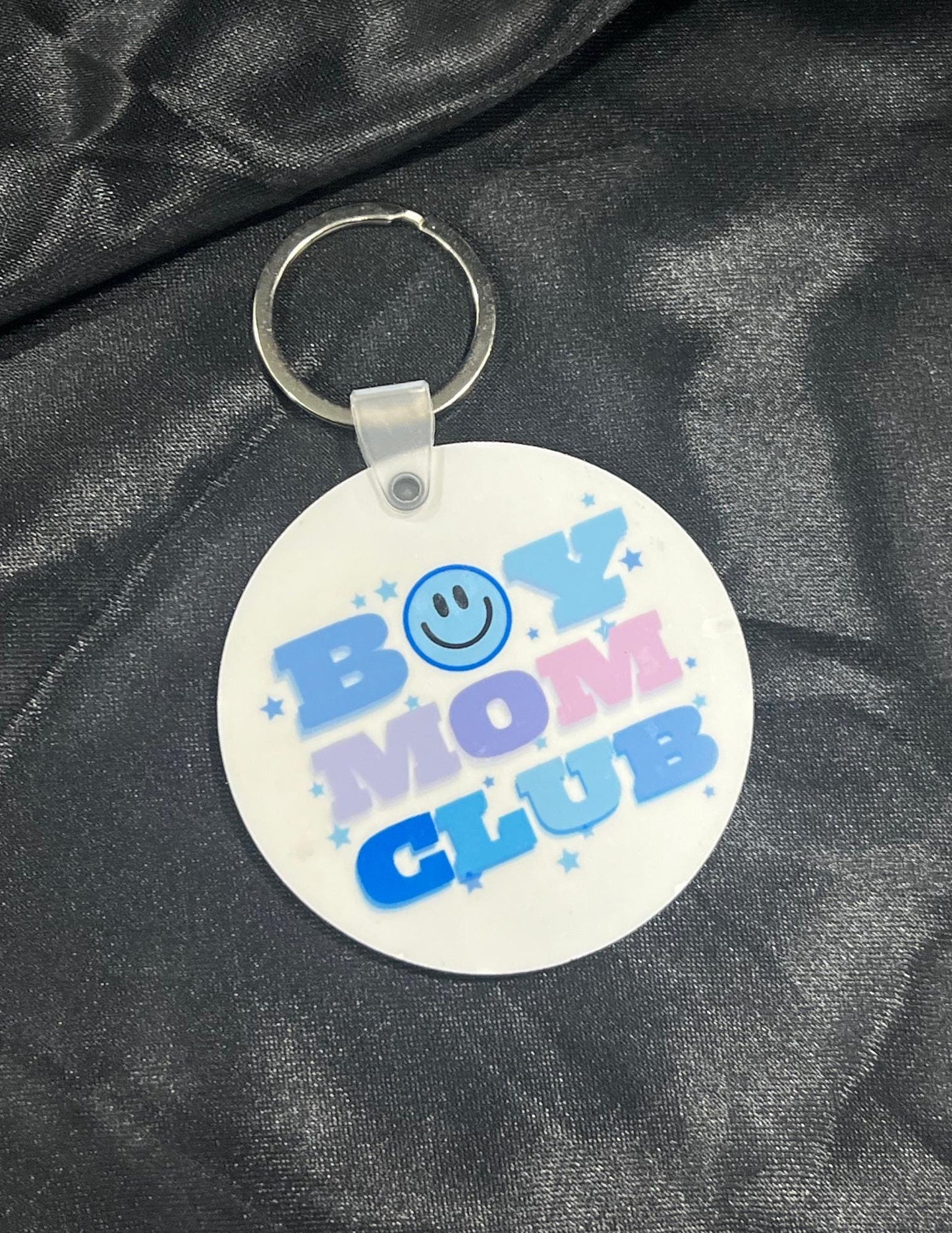 Boy Mom Club Round Keychain