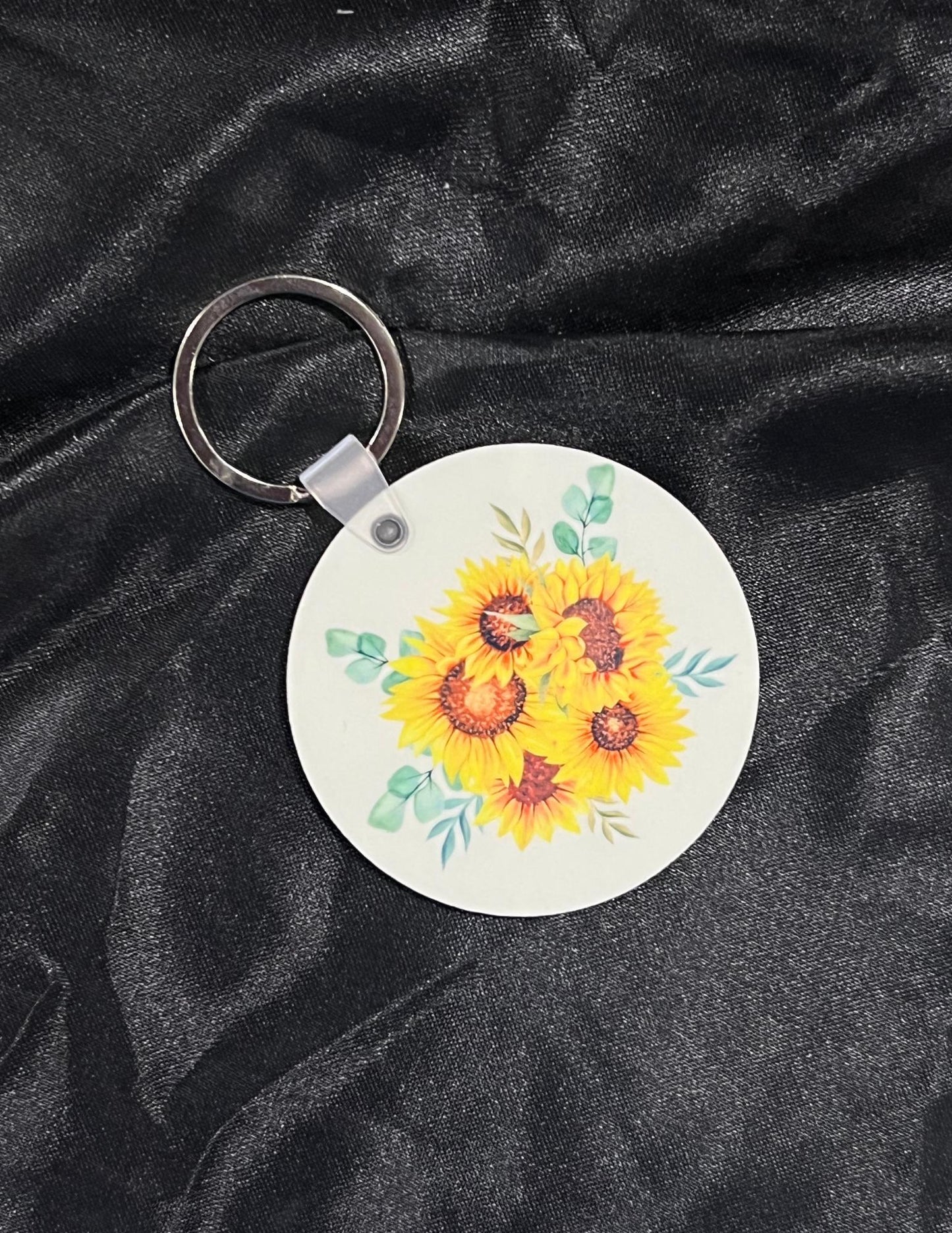 Sunflower Bouquet Round Keychain