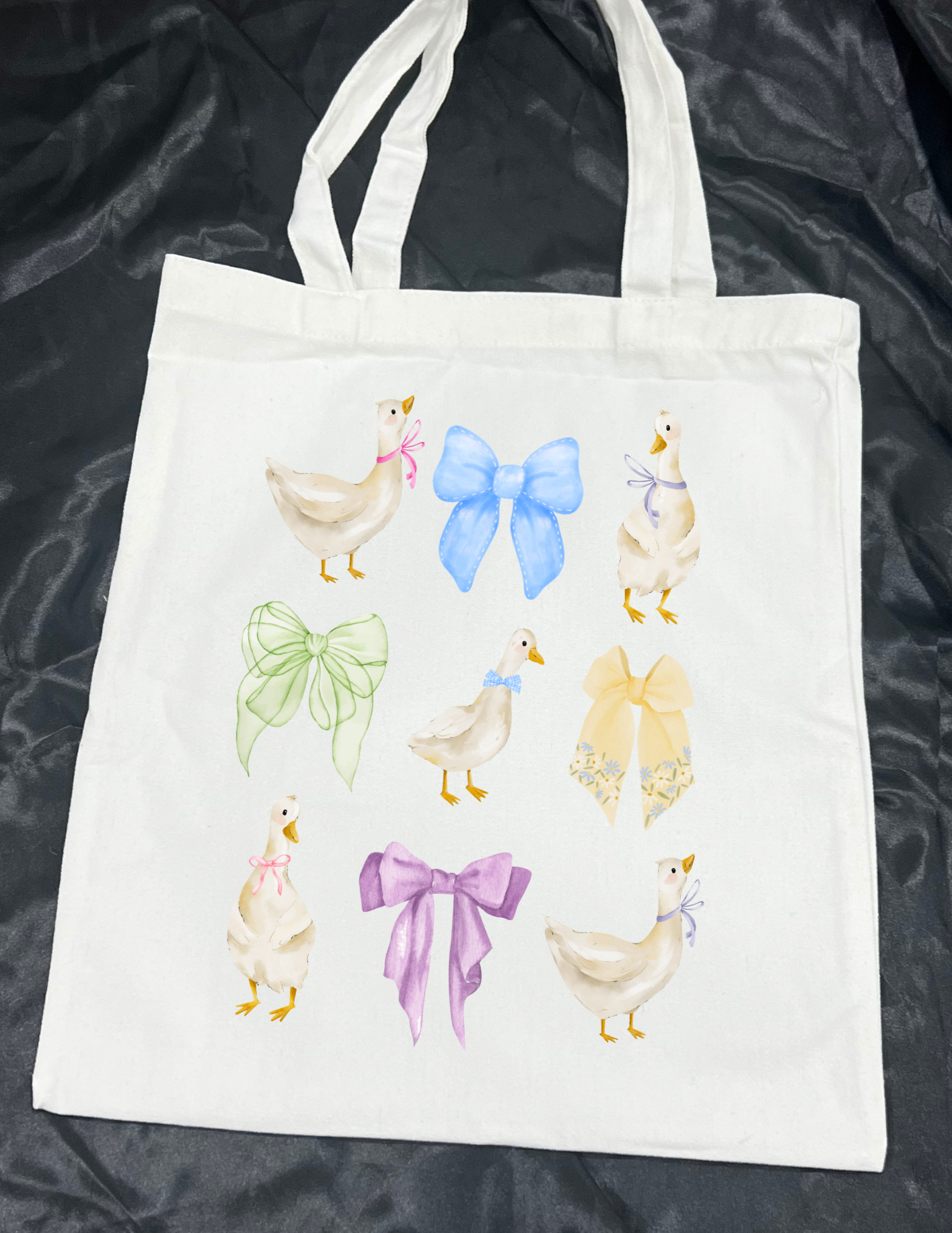 Pastel Geese and Bows Tote - Vintage Inspired