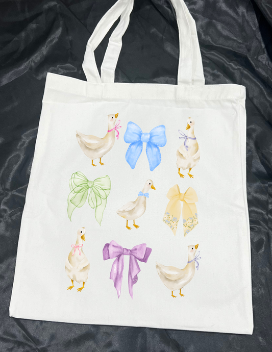 Pastel Geese and Bows Tote - Vintage Inspired