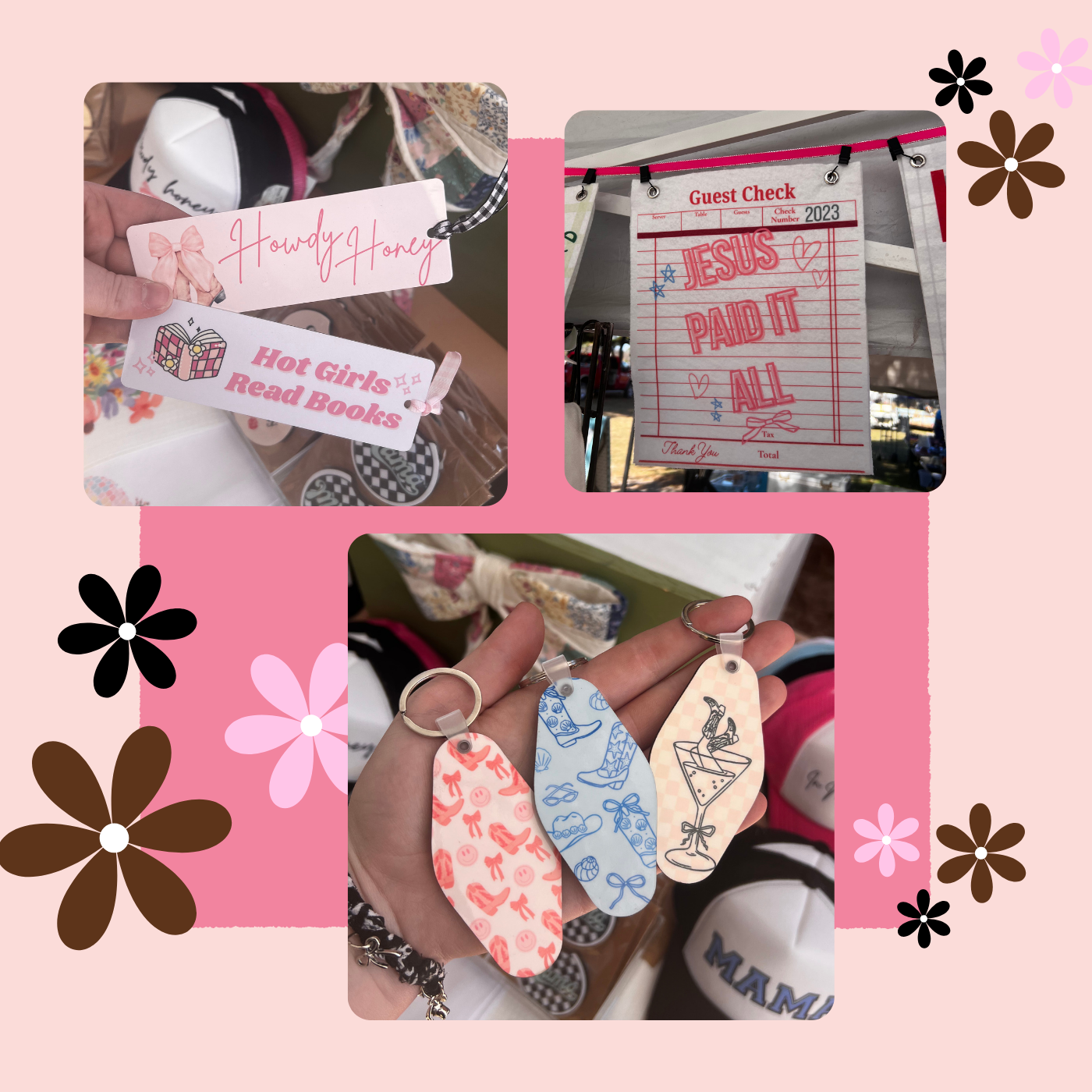 Collage of women's accessories with a pink background