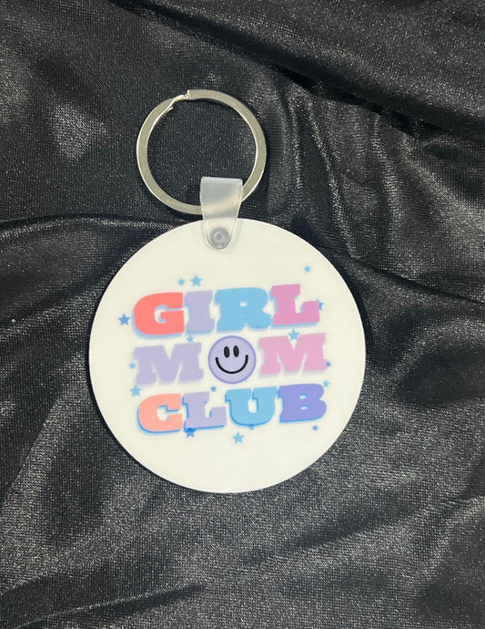 Girl Mom Club Round Keychain