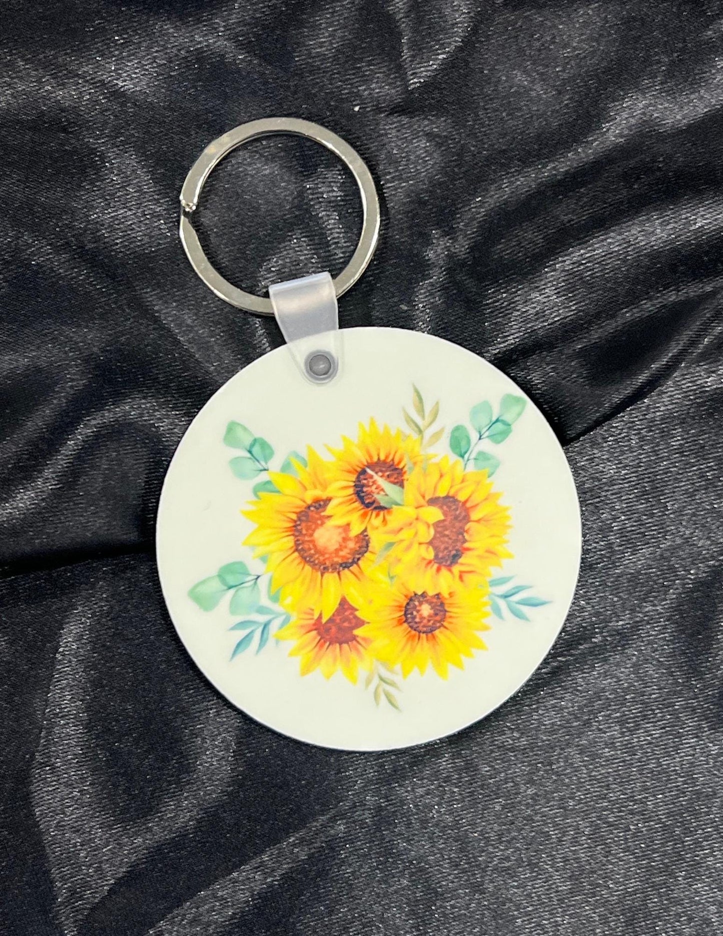 Sunflower Bouquet Round Keychain