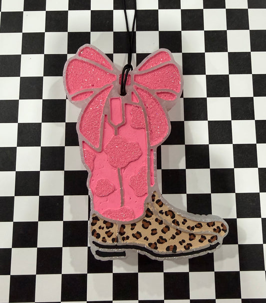 Pink Cheetah Cowboy Boot Freshie