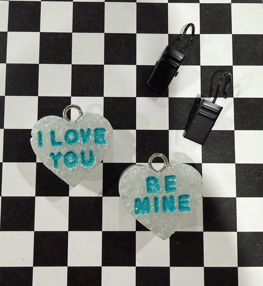 Turquoise Conversation Heart Vent Clips