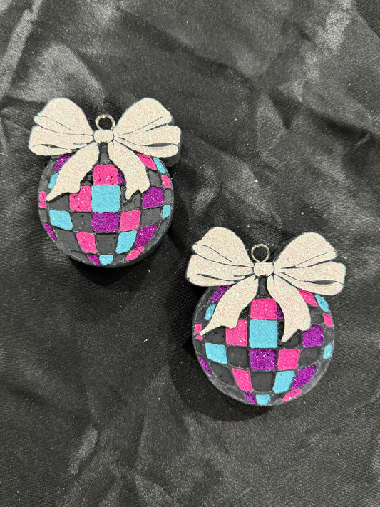 Disco Ball with Purple Bow Vent Clip Freshie Set