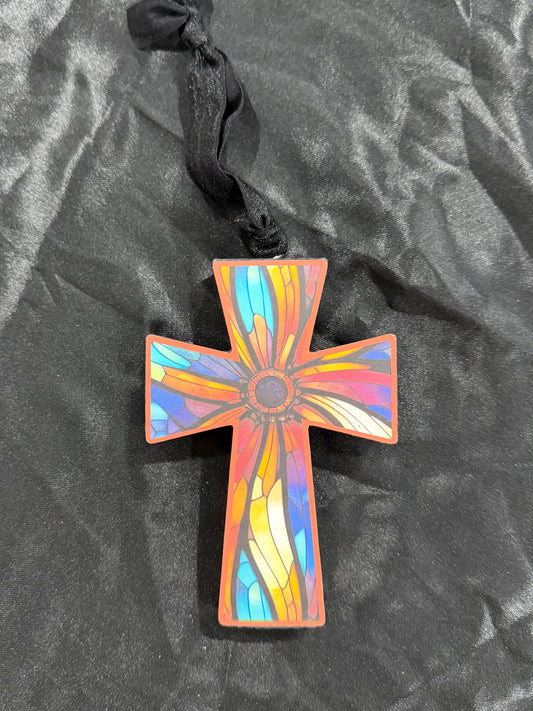 Stained Glass Inspired Cross Freshie