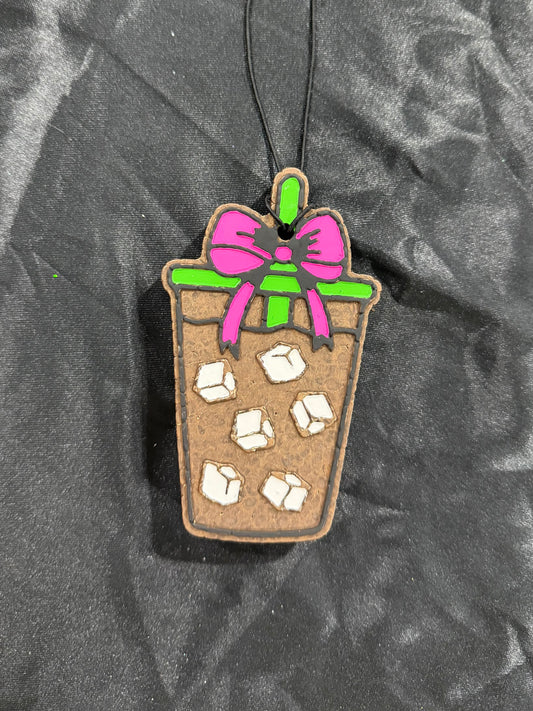 Iced Coffee with Pink Bow Freshie