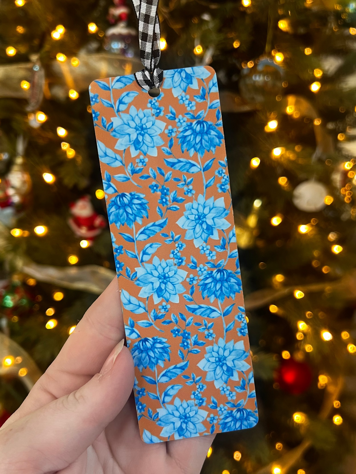 Brown & Blue Floral Bookmark