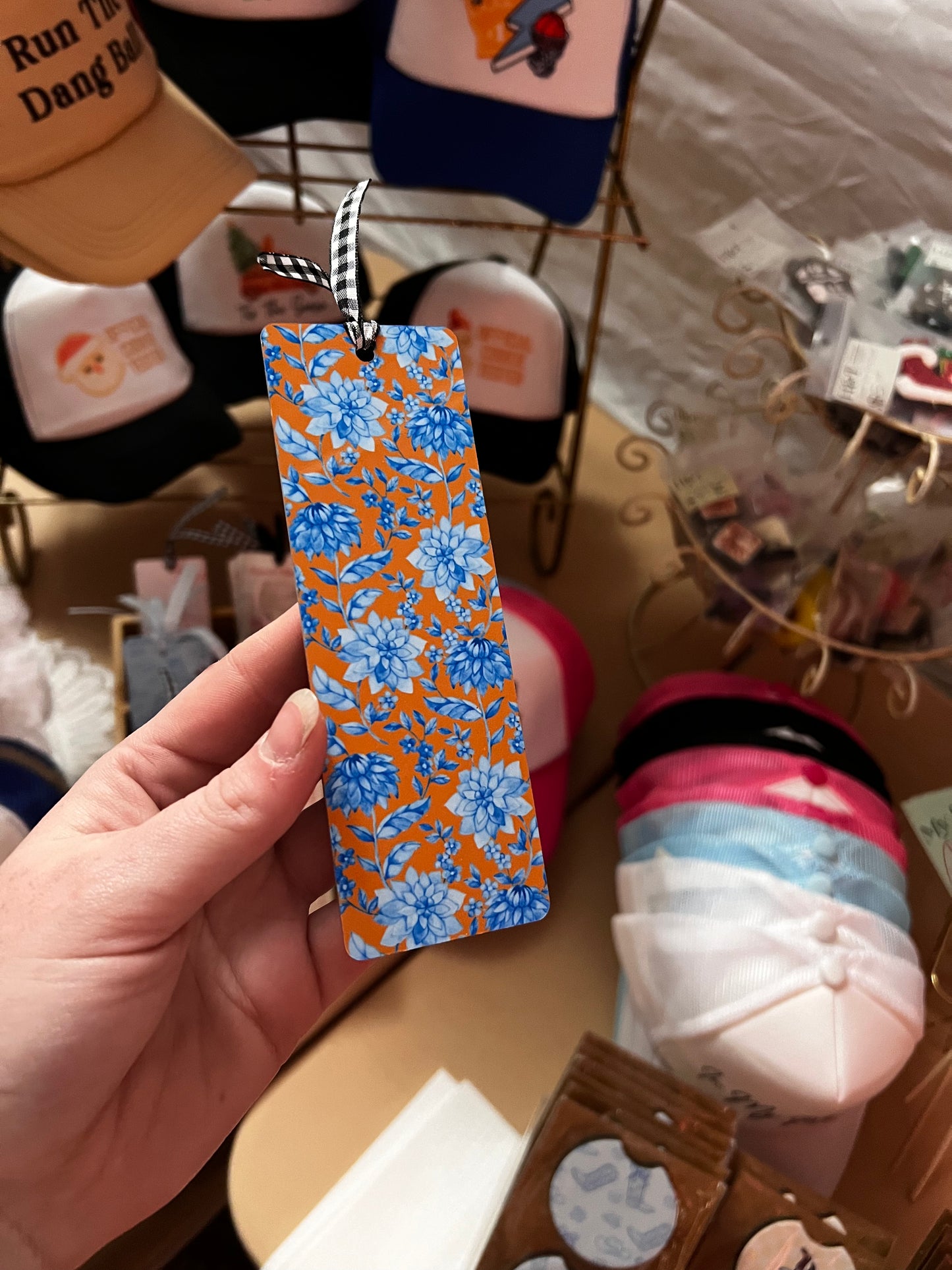 Brown & Blue Floral Bookmark