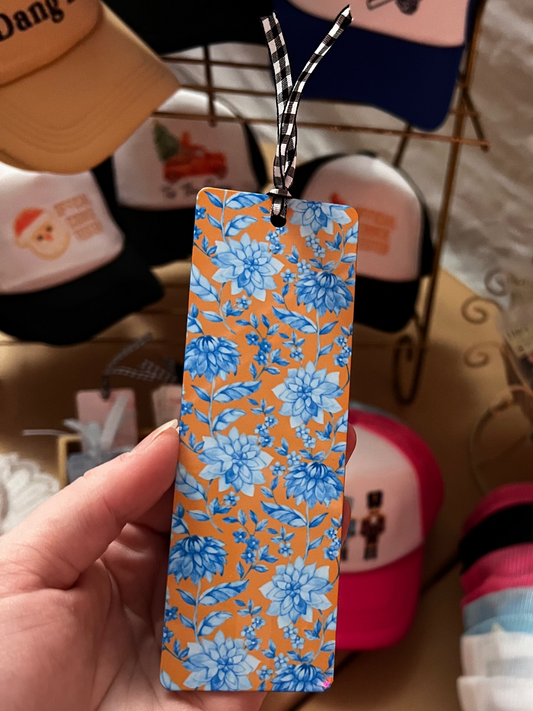 Brown & Blue Floral Bookmark