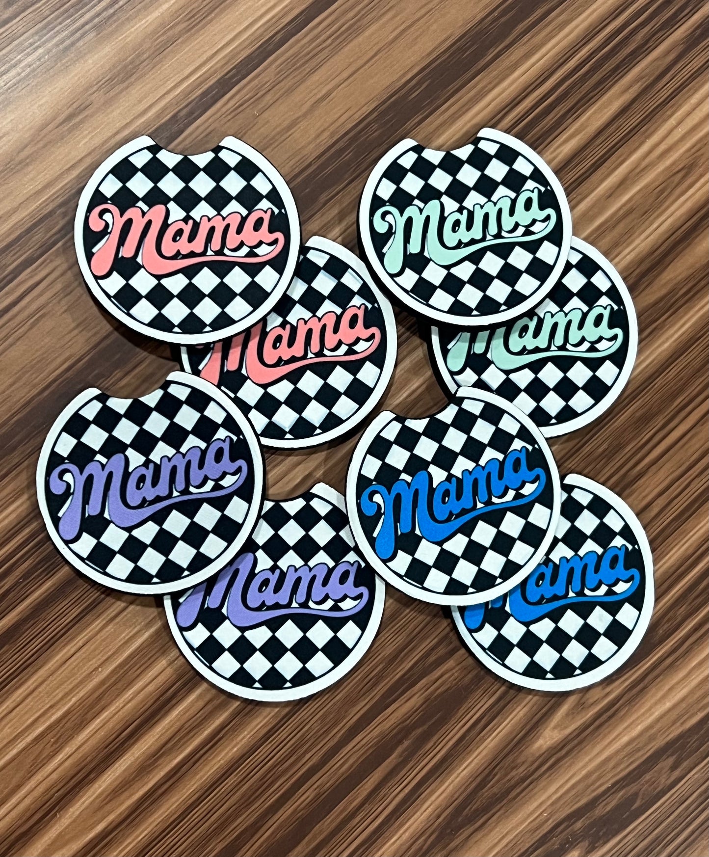 Checkered Mama Car Coasters