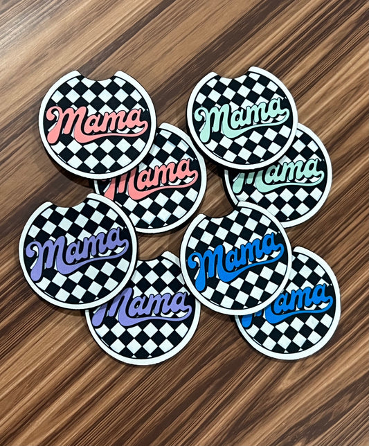 Checkered Mama Car Coasters