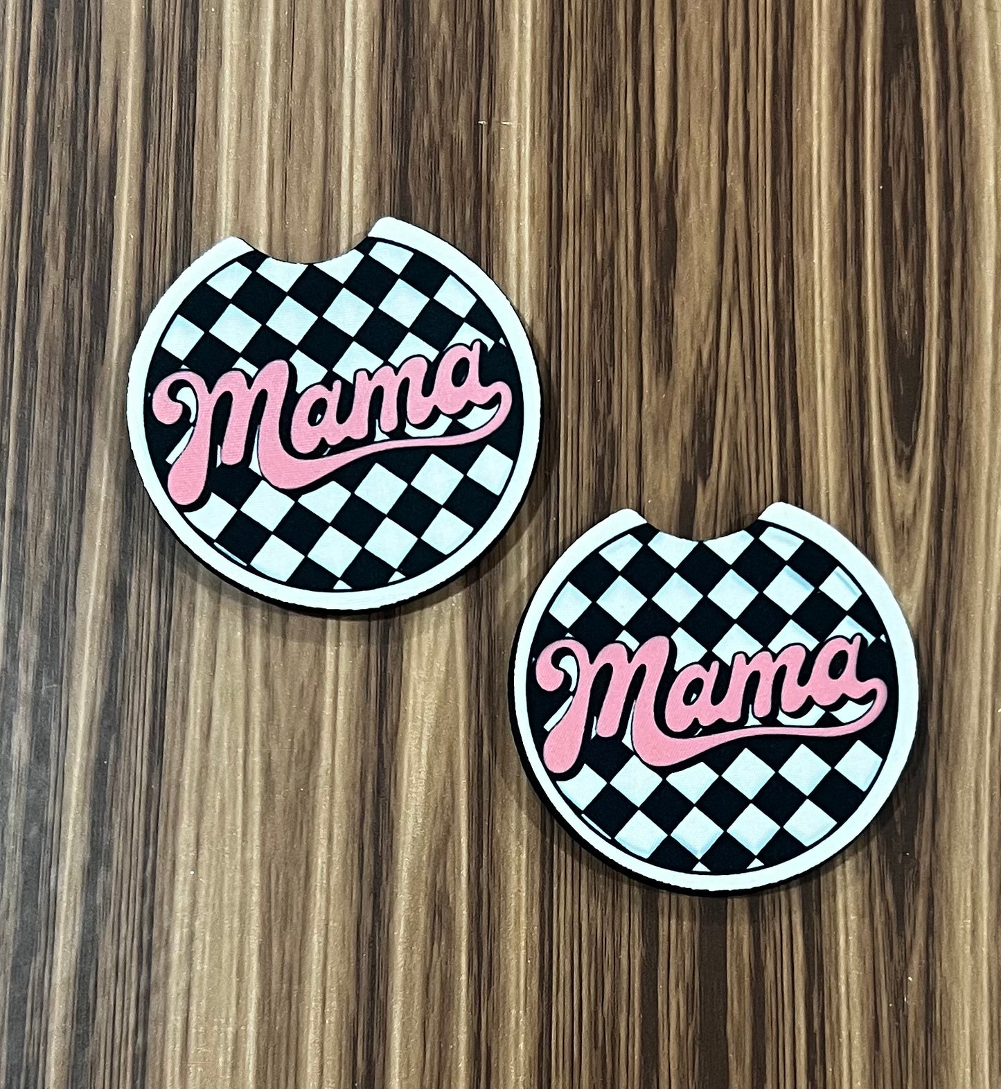 Checkered Mama Car Coasters
