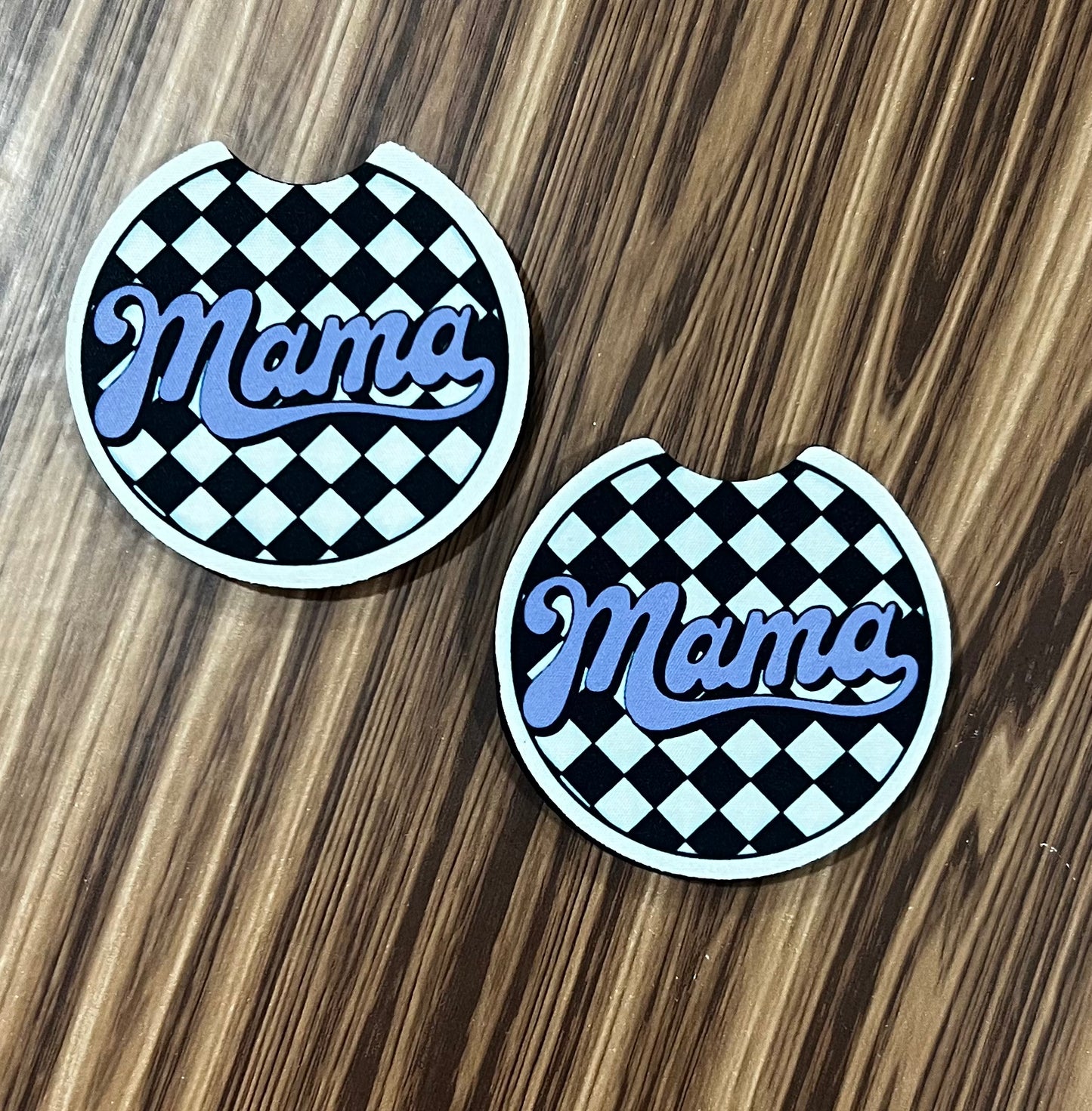 Checkered Mama Car Coasters