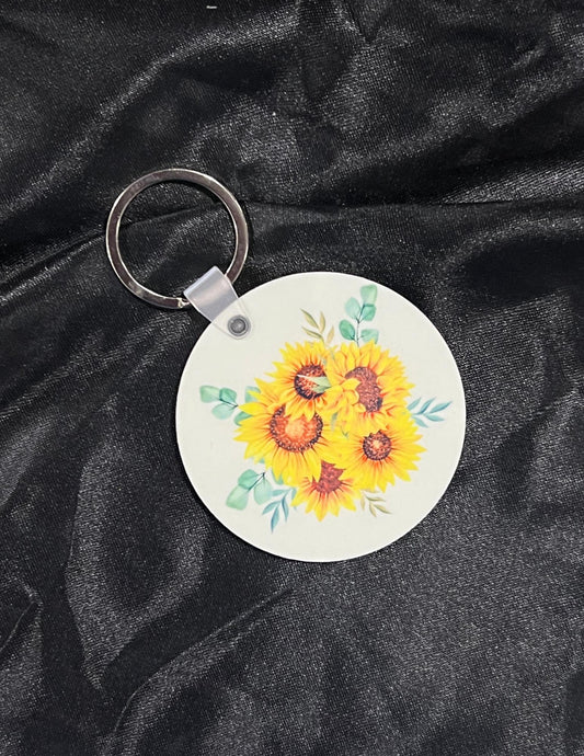 Sunflower Bouquet Round Keychain